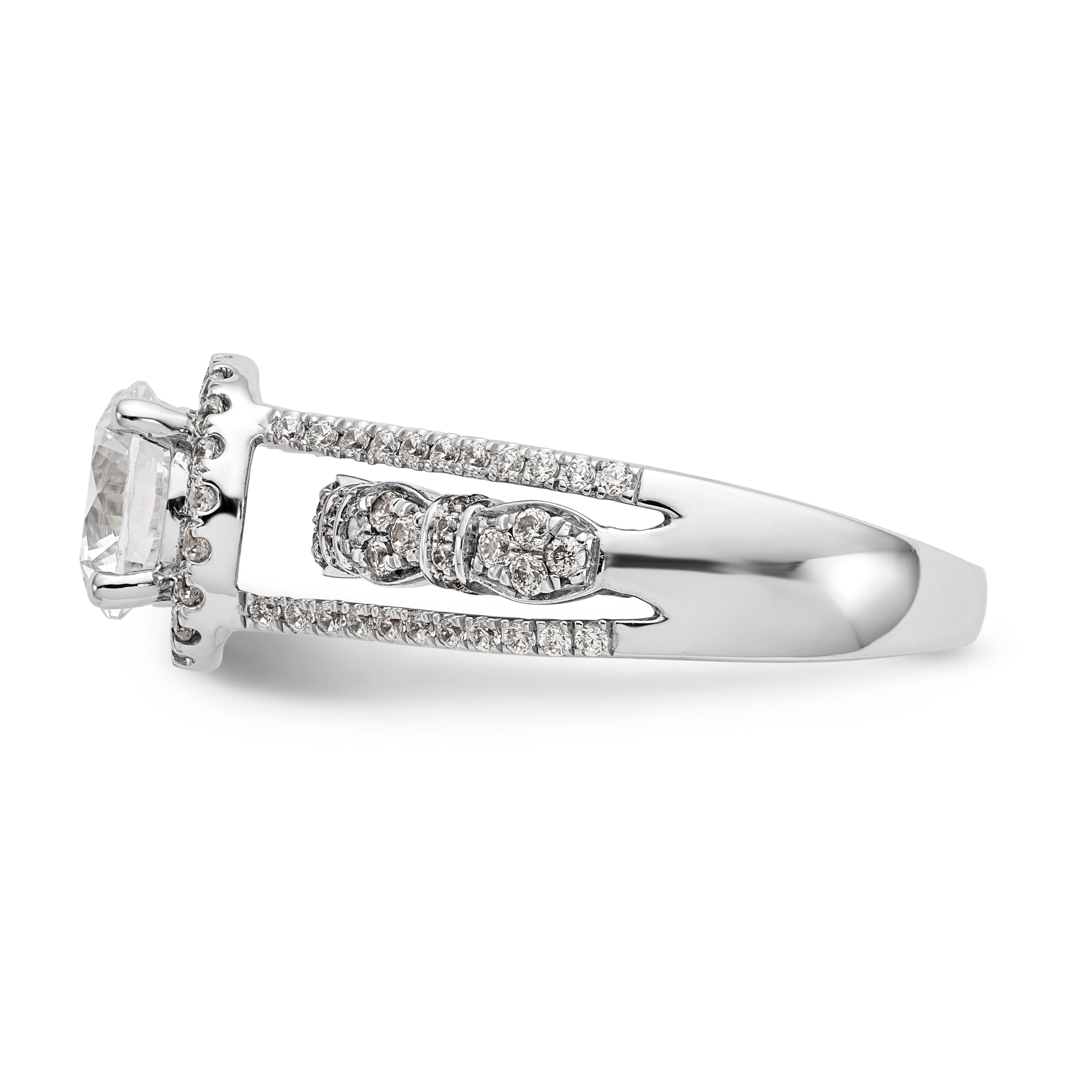 14K White Gold Simulated Diamond Engagement Ring