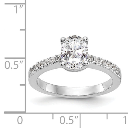 14K White Gold Simulated Diamond Engagement Ring