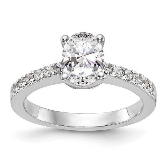 14K White Gold Simulated Diamond Engagement Ring