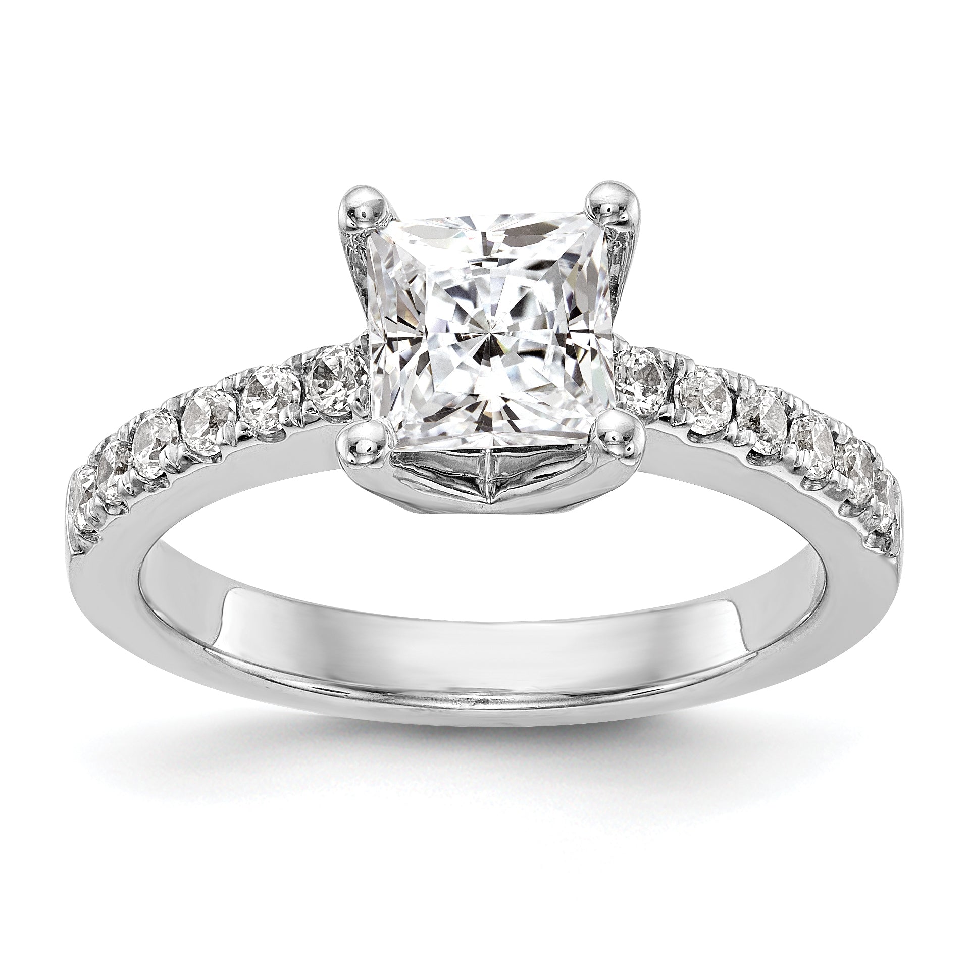 14K White Gold Simulated Diamond Engagement Ring