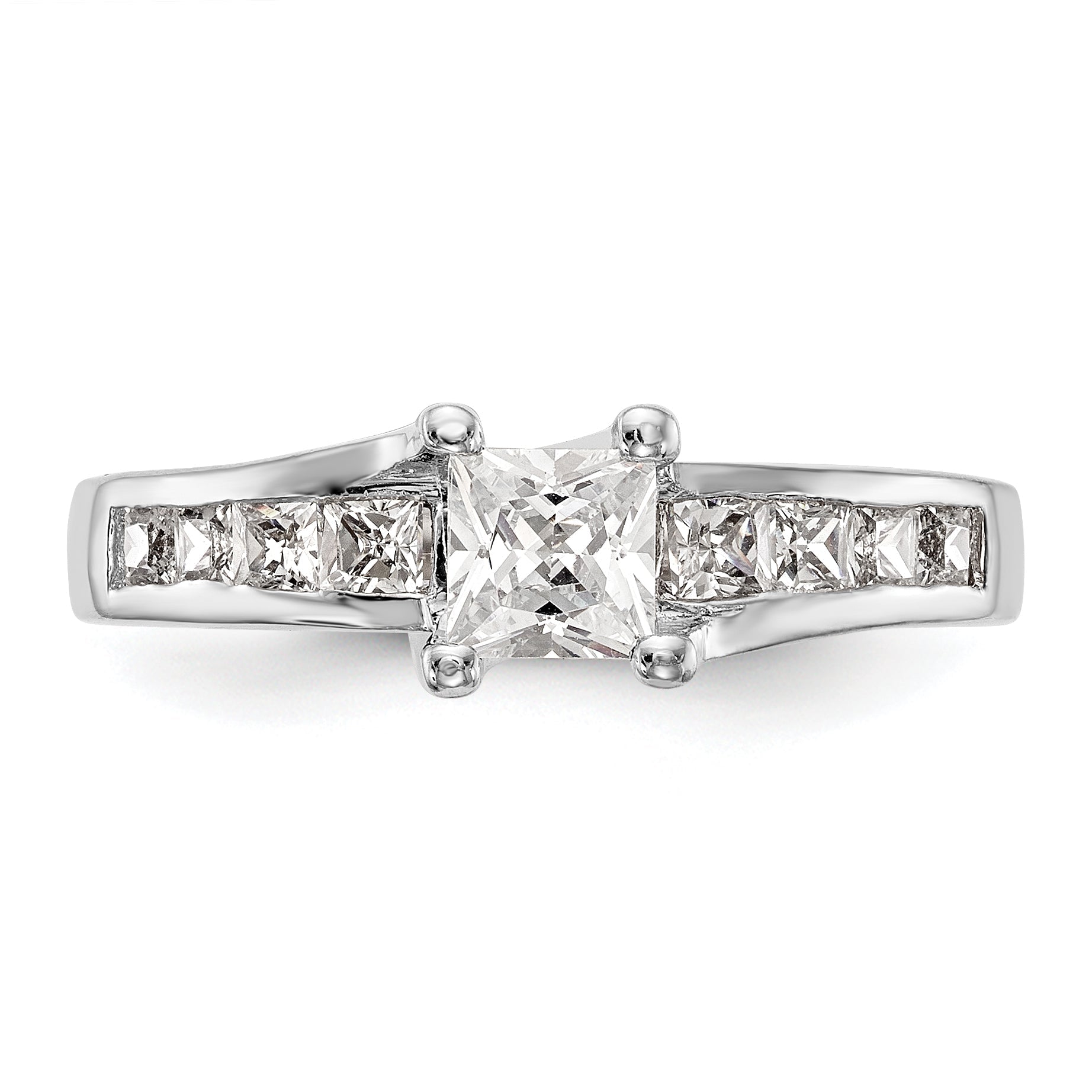 14K White Gold Simulated Diamond Engagement Ring