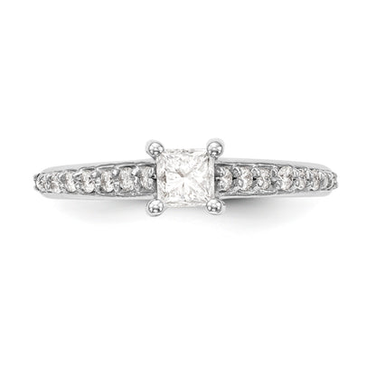 14K White Gold Simulated Diamond Engagement Ring