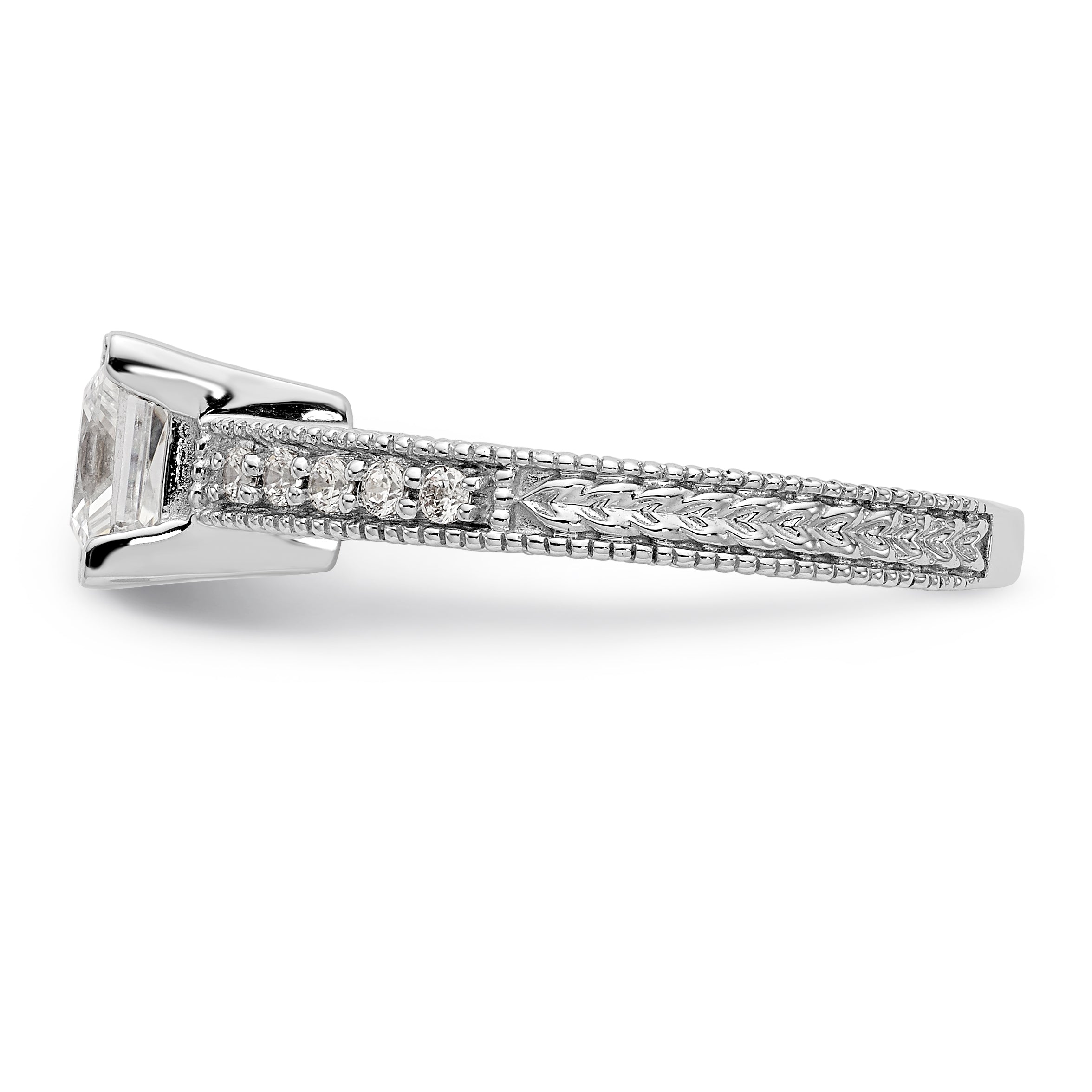 14K White Gold Simulated Diamond Engagement Ring