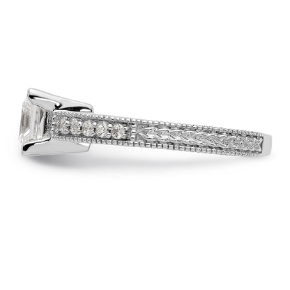 14K White Gold Simulated Diamond Engagement Ring