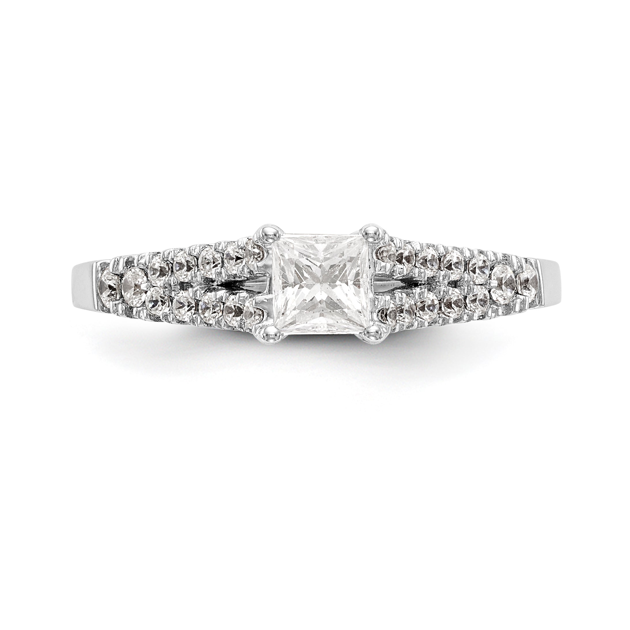 14K White Gold Simulated Diamond Engagement Ring