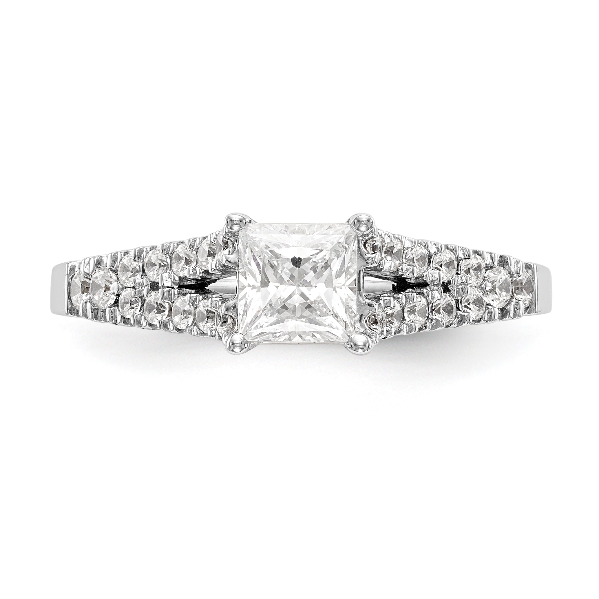 14K White Gold Simulated Diamond Engagement Ring