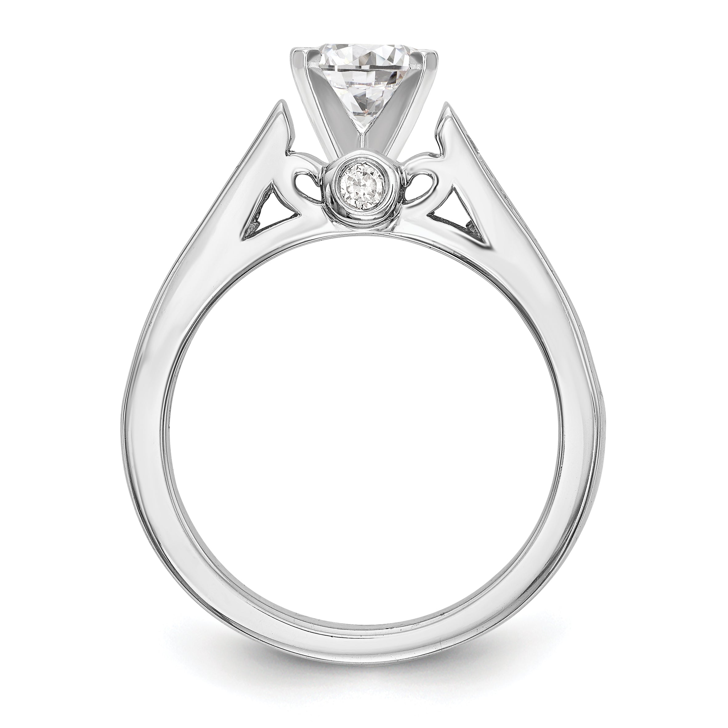 14K White Gold Diamond Peg Set CZ Engagement Ring