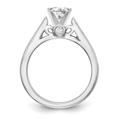 14K White Gold Diamond Peg Set CZ Engagement Ring