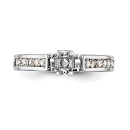 14K White Gold Diamond Peg Set CZ Engagement Ring