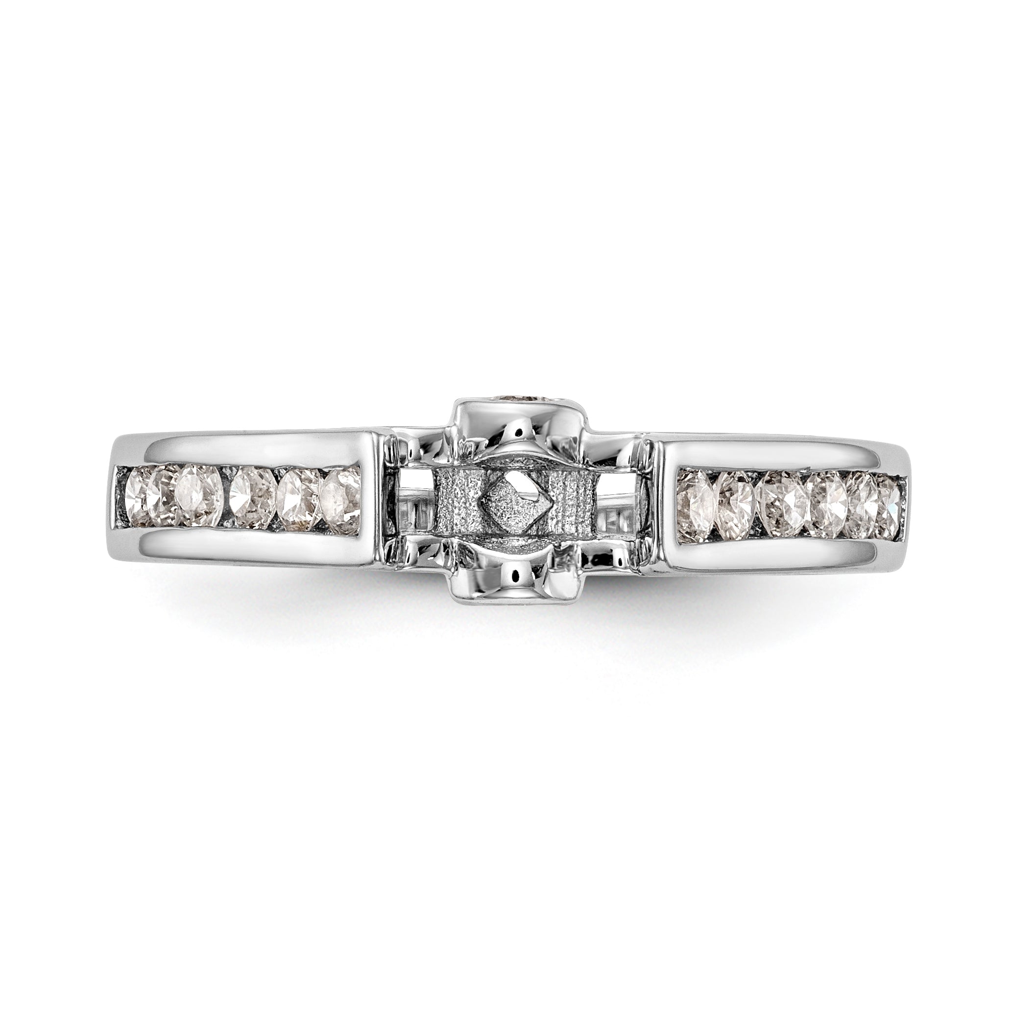 14K White Gold Diamond Peg Set CZ Engagement Ring