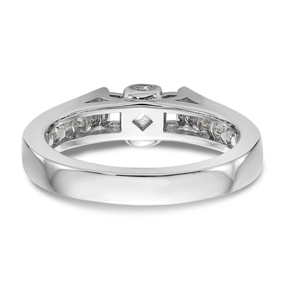 14K White Gold Diamond Peg Set CZ Engagement Ring