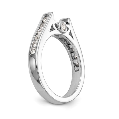 14K White Gold Diamond Peg Set CZ Engagement Ring