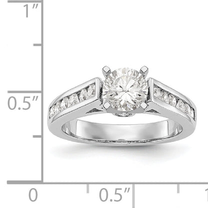 14K White Gold Diamond Peg Set CZ Engagement Ring
