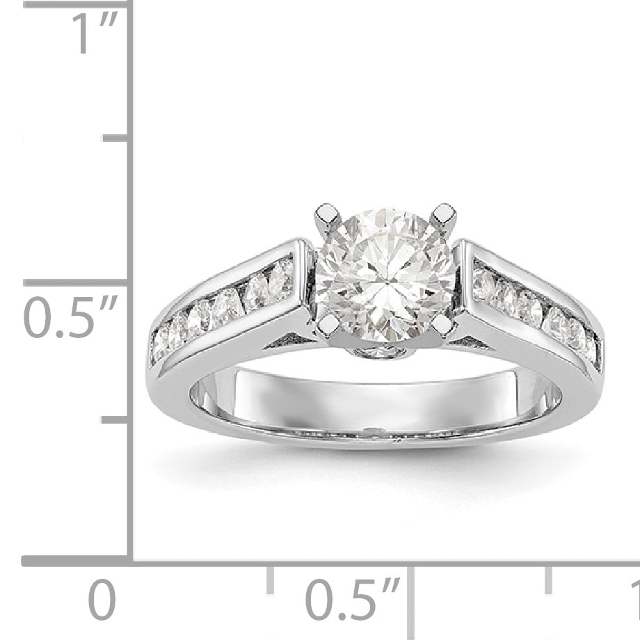 14K White Gold Diamond Peg Set CZ Engagement Ring