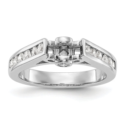 14K White Gold Diamond Peg Set CZ Engagement Ring