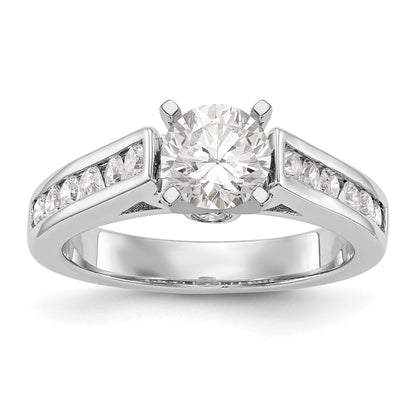14K White Gold Diamond Peg Set CZ Engagement Ring