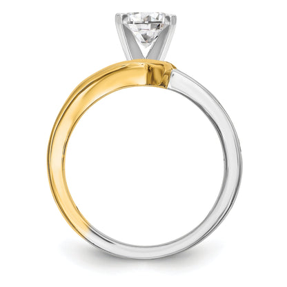 14K Two tone Diamond Peg Set CZ Engagement Ring