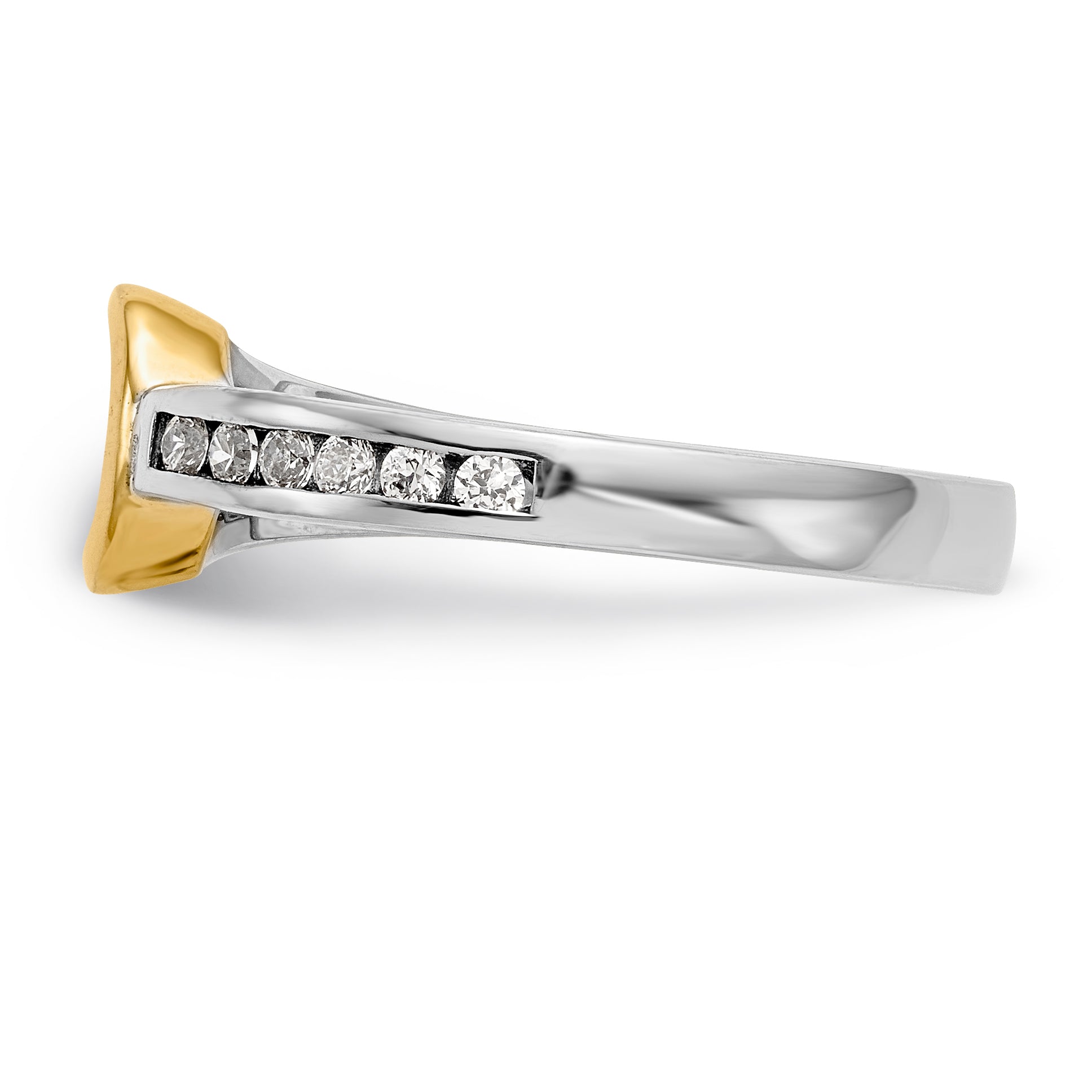 14K Two tone Diamond Peg Set CZ Engagement Ring