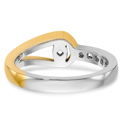 14K Two tone Diamond Peg Set CZ Engagement Ring