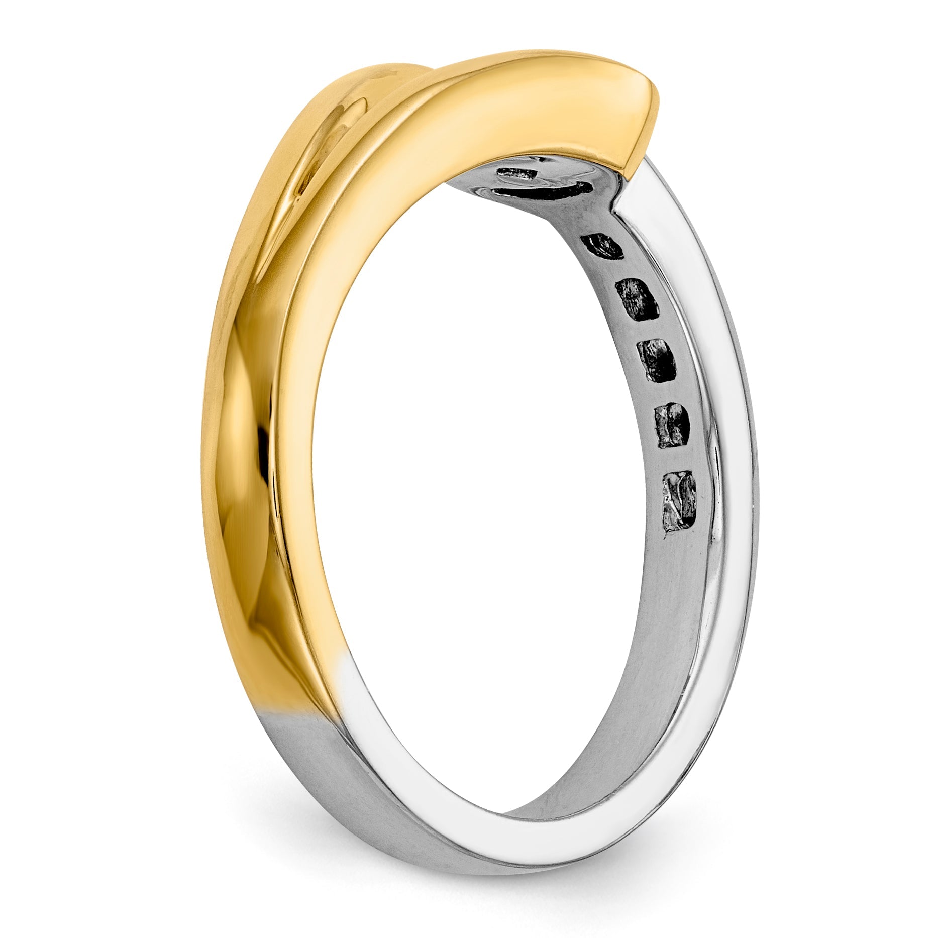 14K Two tone Diamond Peg Set CZ Engagement Ring