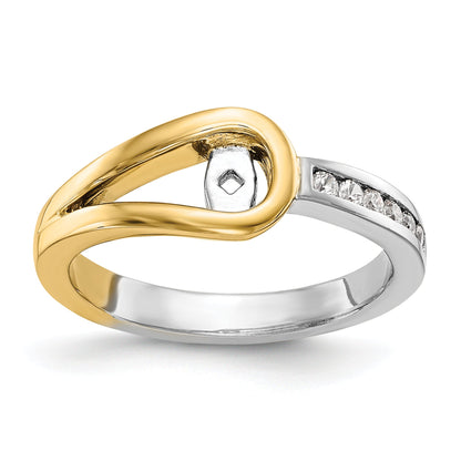 14K Two tone Diamond Peg Set CZ Engagement Ring