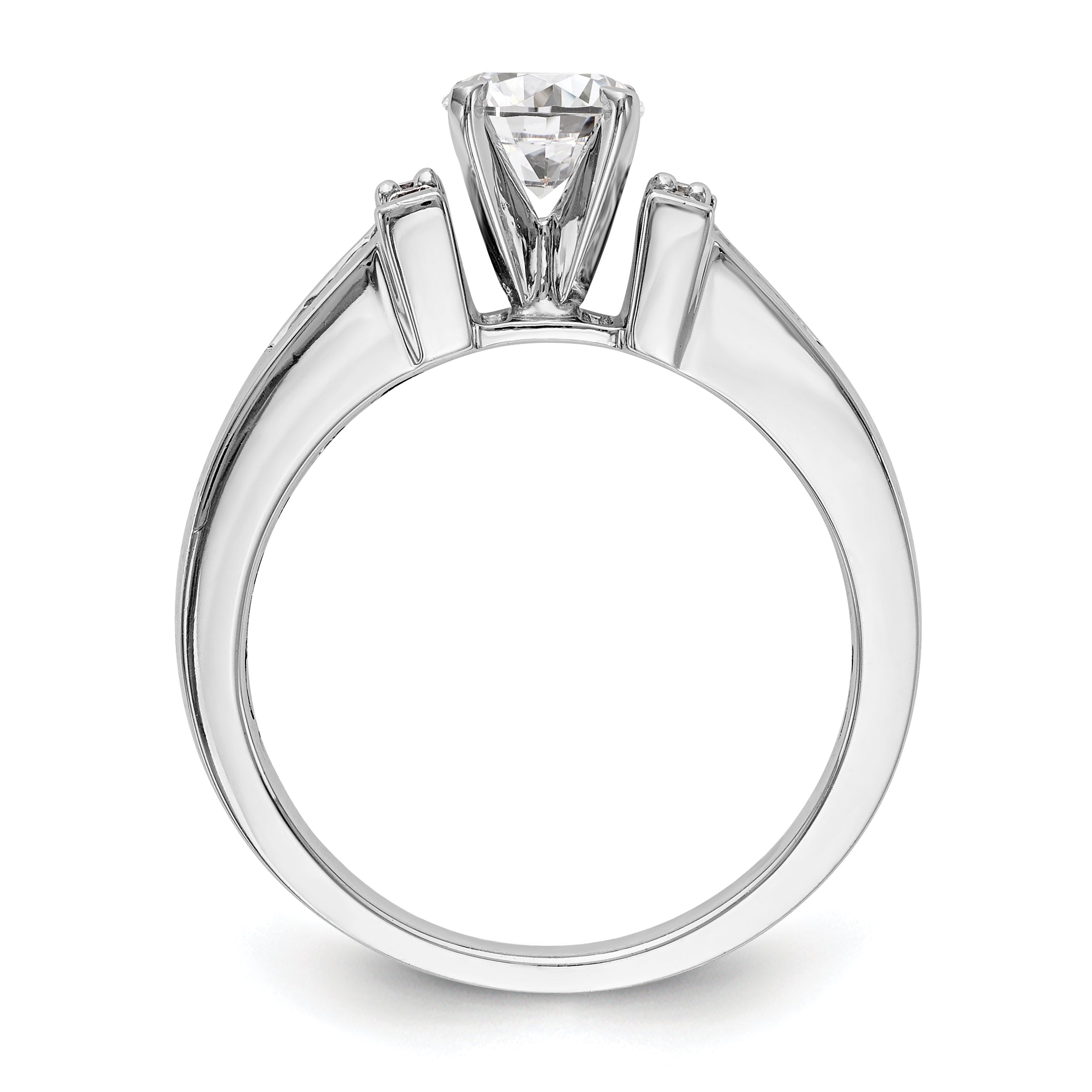 14K White Gold Diamond Peg Set CZ Engagement Ring