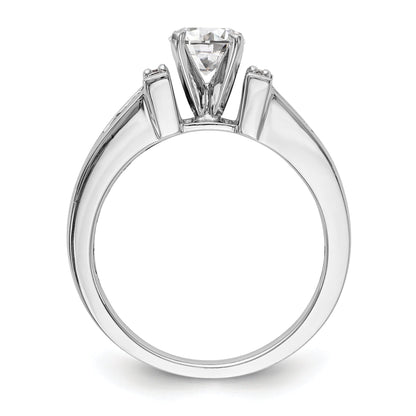 14K White Gold Diamond Peg Set CZ Engagement Ring