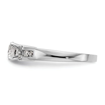 14K White Gold Diamond Peg Set CZ Engagement Ring