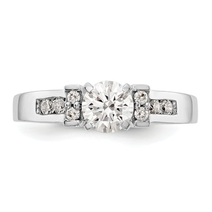 14K White Gold Diamond Peg Set CZ Engagement Ring
