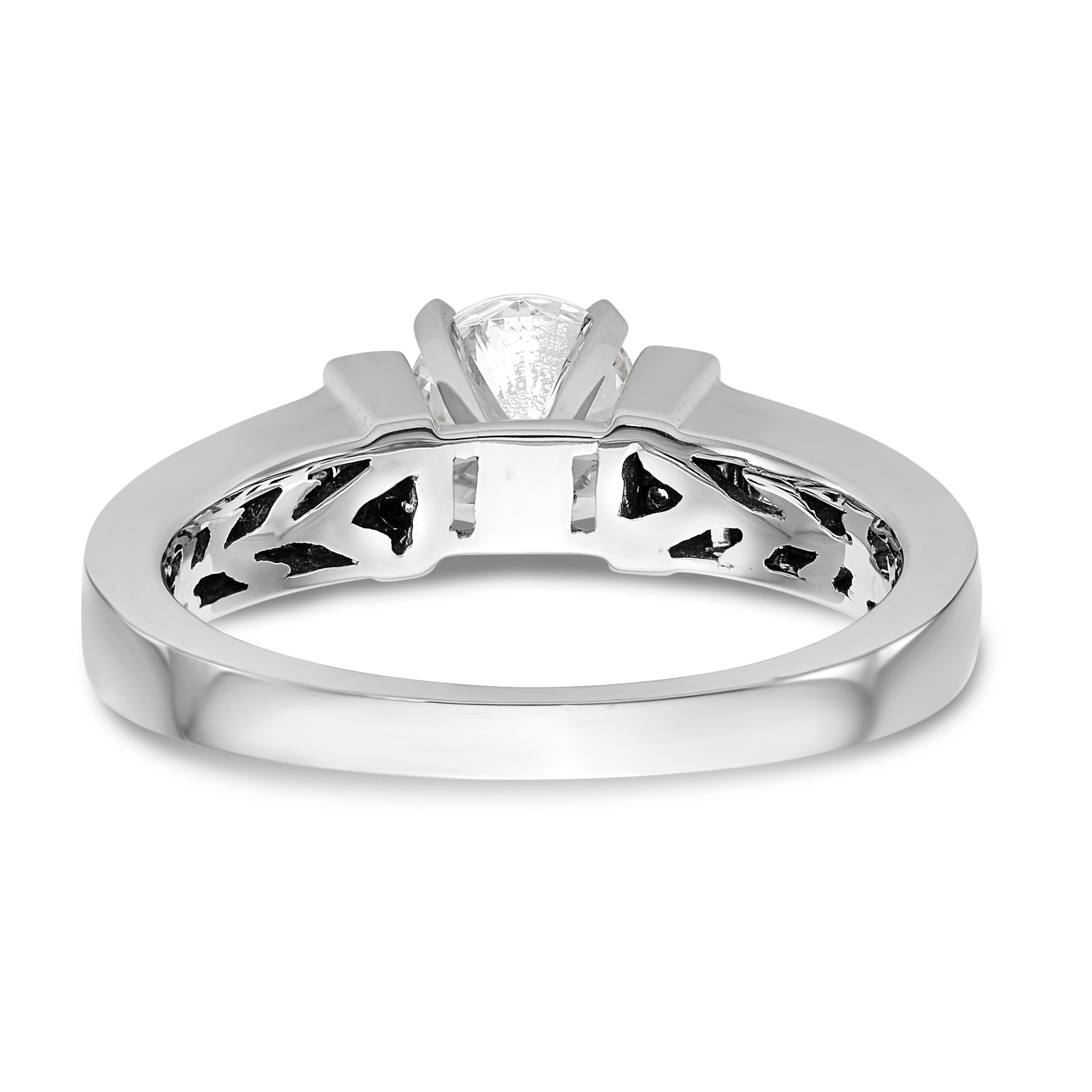 14K White Gold Diamond Peg Set CZ Engagement Ring