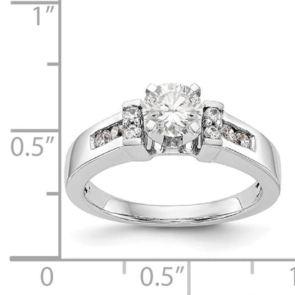 14K White Gold Diamond Peg Set CZ Engagement Ring
