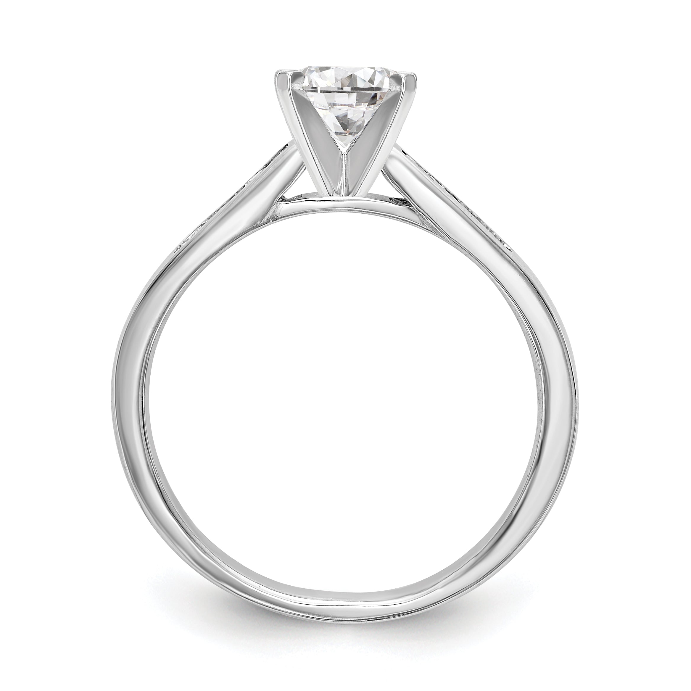 14K White Gold Diamond Peg Set CZ Engagement Ring