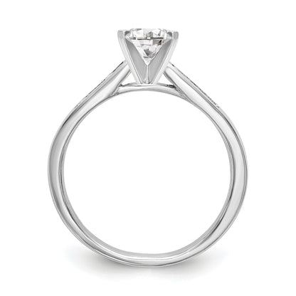 14K White Gold Diamond Peg Set CZ Engagement Ring