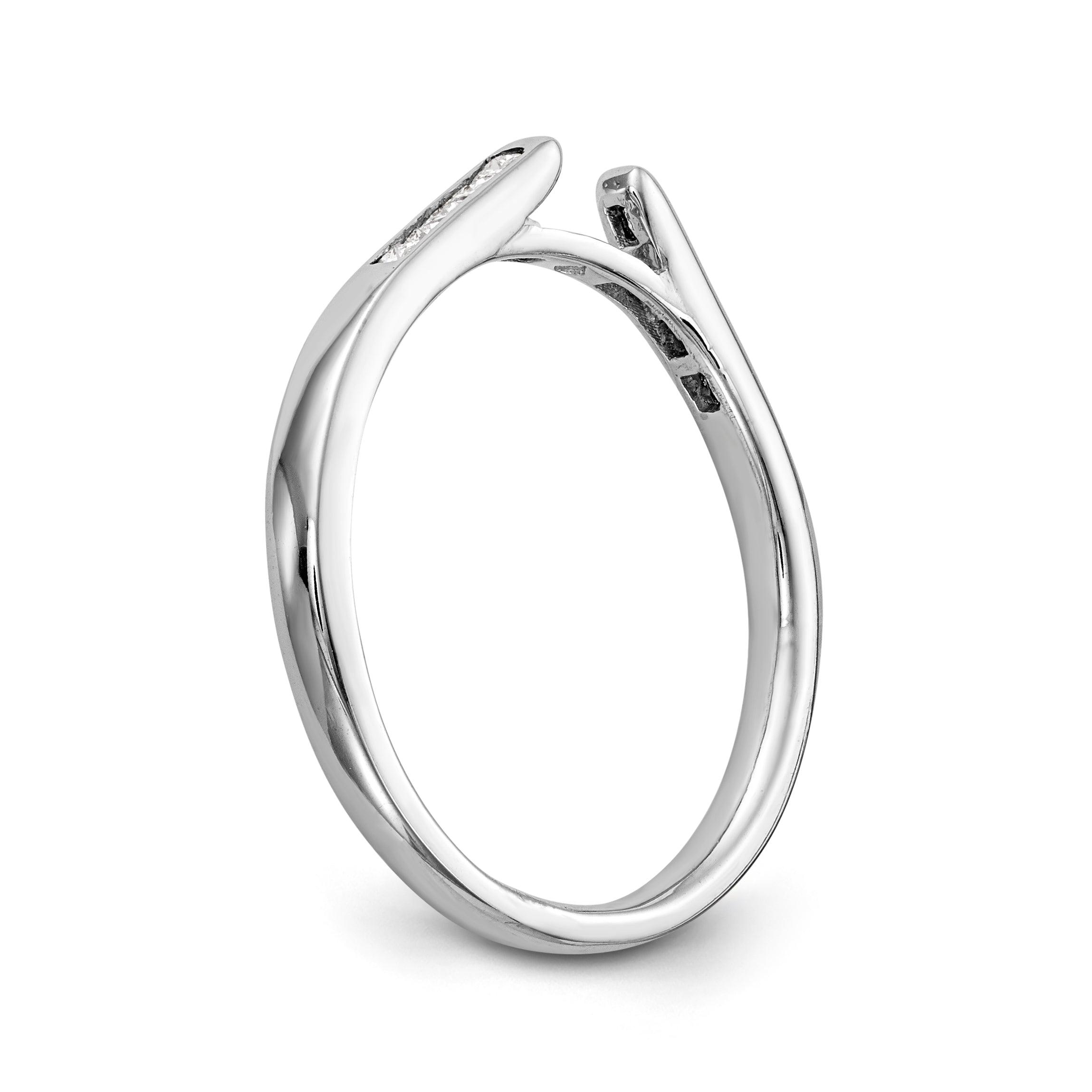 14K White Gold Diamond Peg Set CZ Engagement Ring