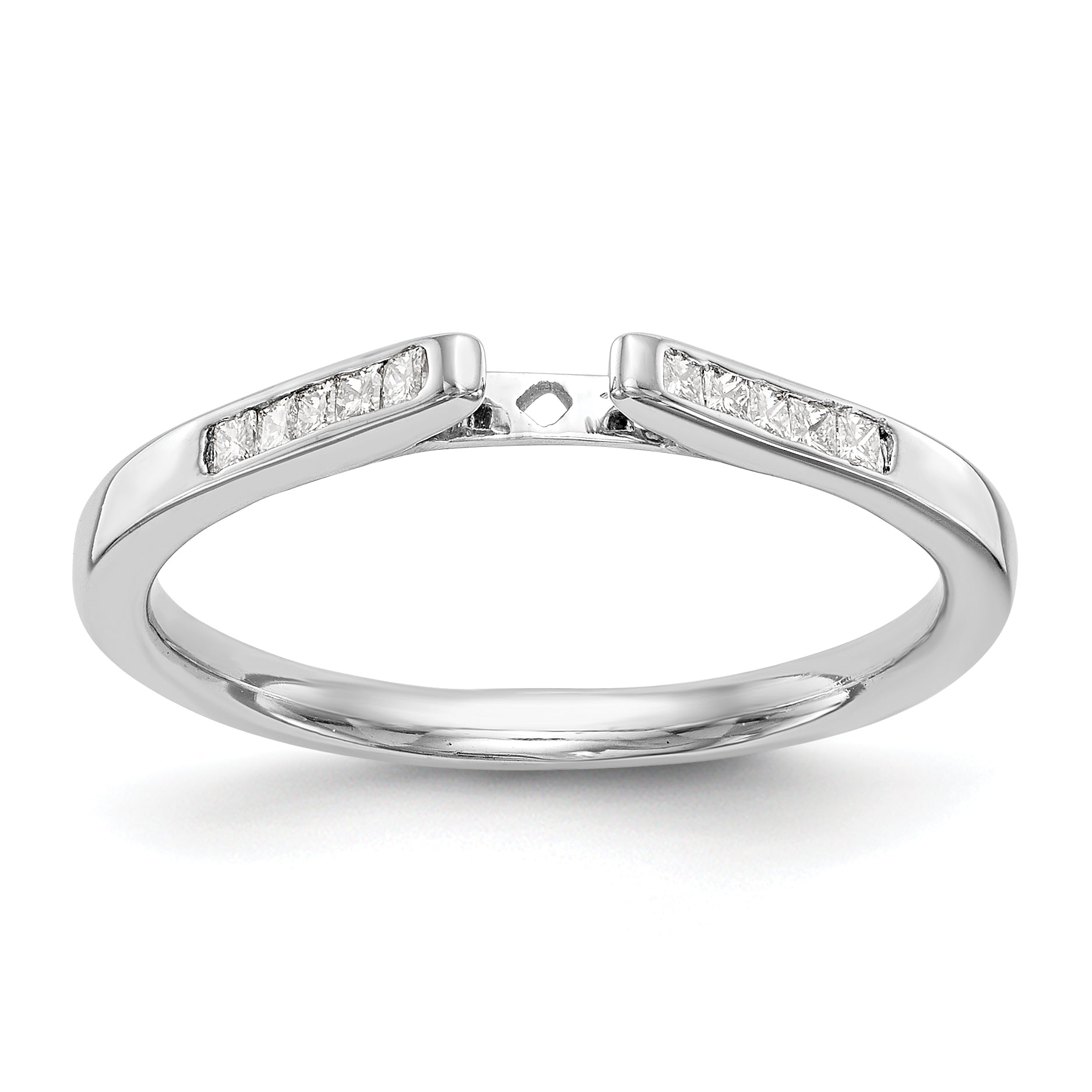 14K White Gold Diamond Peg Set CZ Engagement Ring