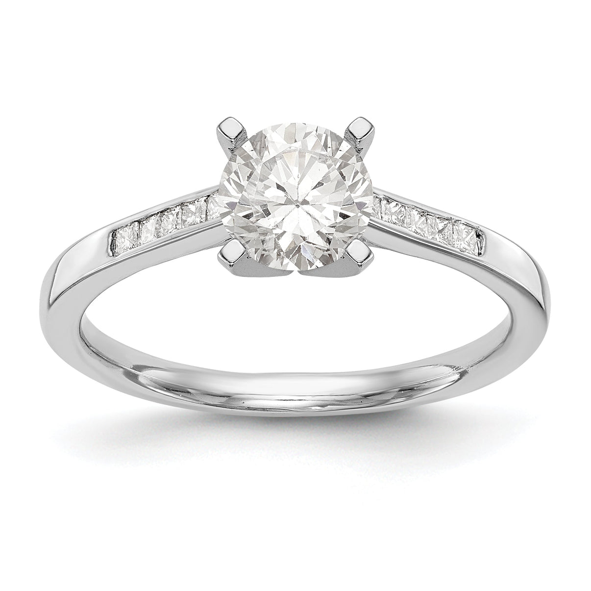 14K White Gold Diamond Peg Set CZ Engagement Ring – goldia.co.uk