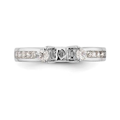 14K White Gold Diamond Peg Set CZ Engagement Ring
