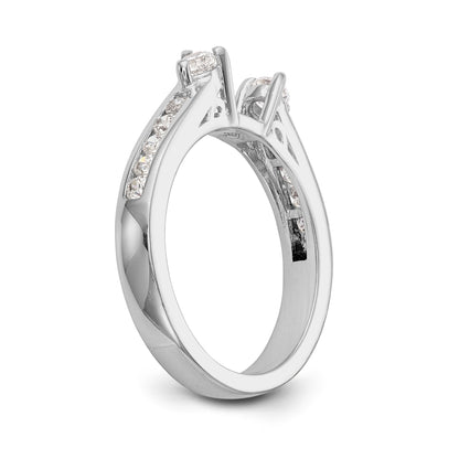 14K White Gold Diamond Peg Set CZ Engagement Ring