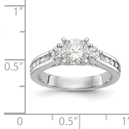 14K White Gold Diamond Peg Set CZ Engagement Ring