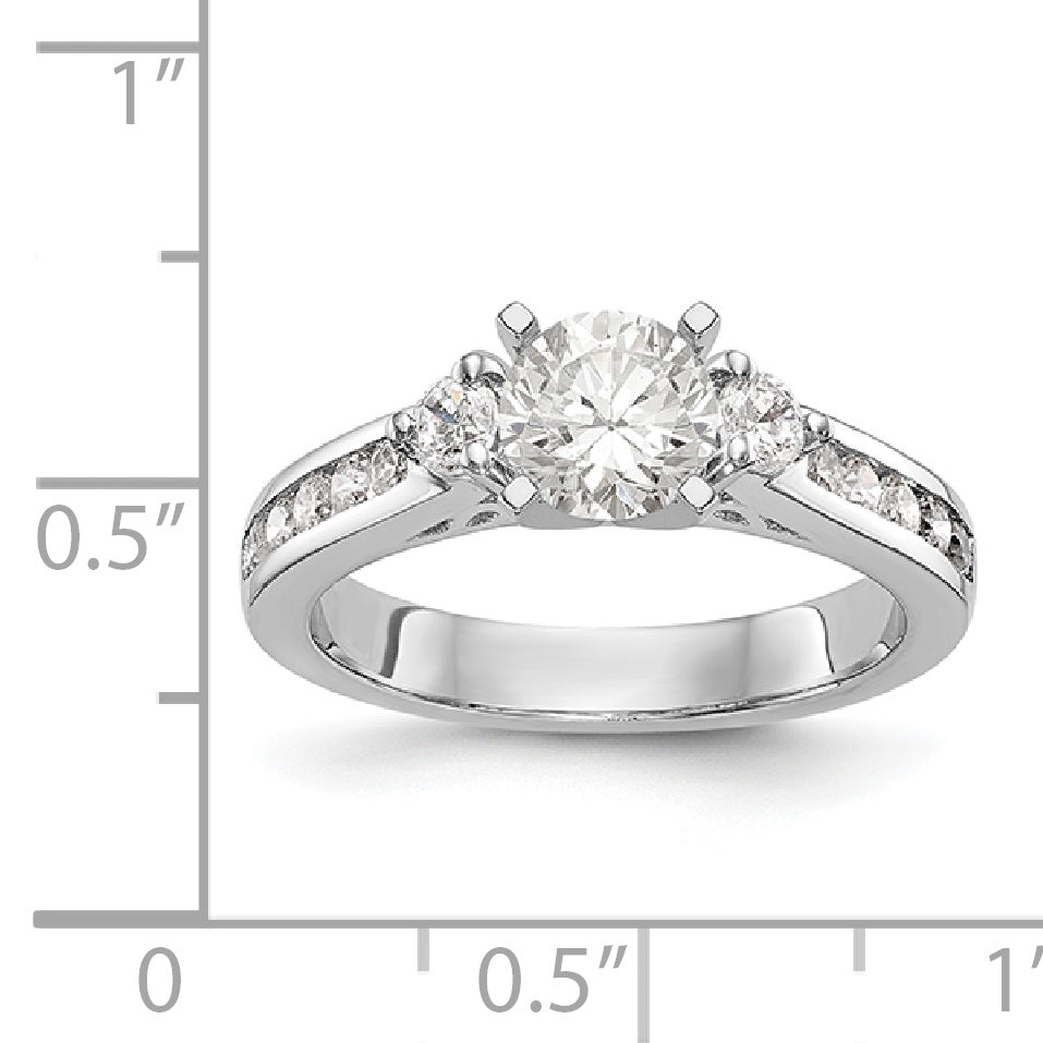 14K White Gold Diamond Peg Set CZ Engagement Ring