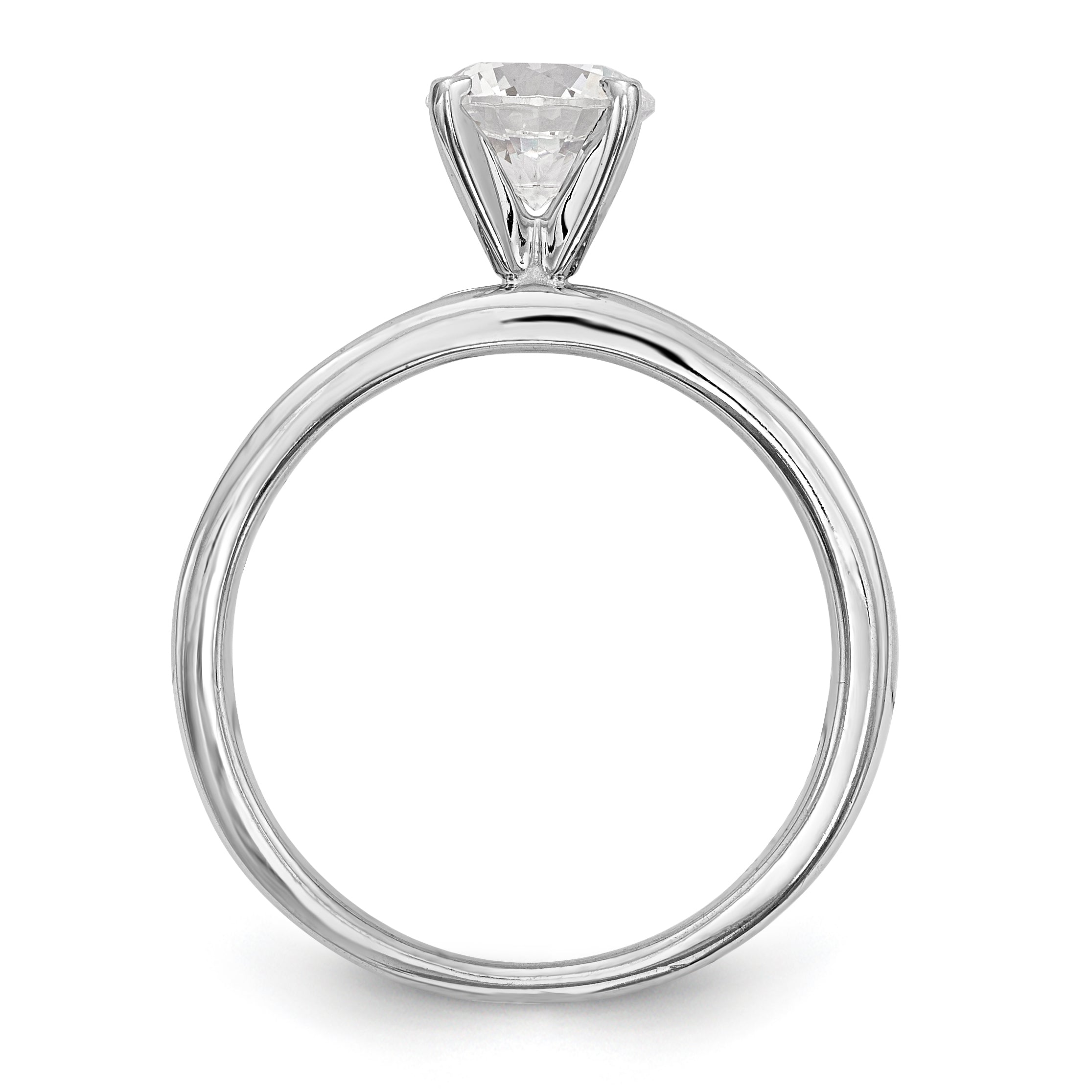 14K White Gold Diamond Peg Set CZ Engagement Ring