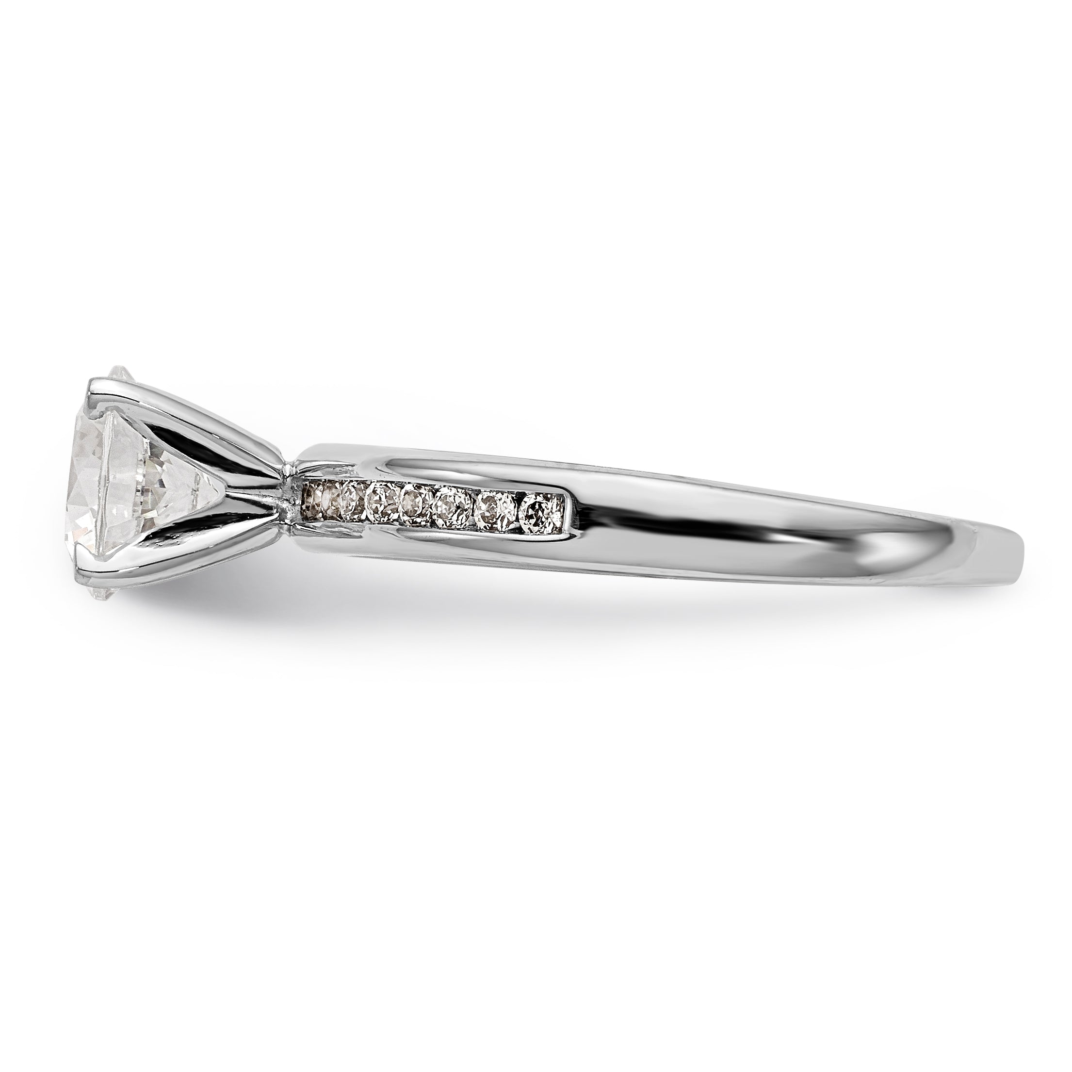 14K White Gold Diamond Peg Set CZ Engagement Ring