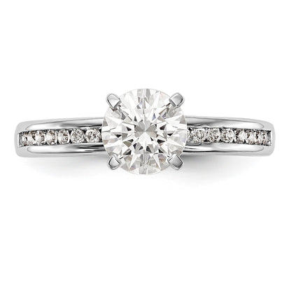 14K White Gold Diamond Peg Set CZ Engagement Ring