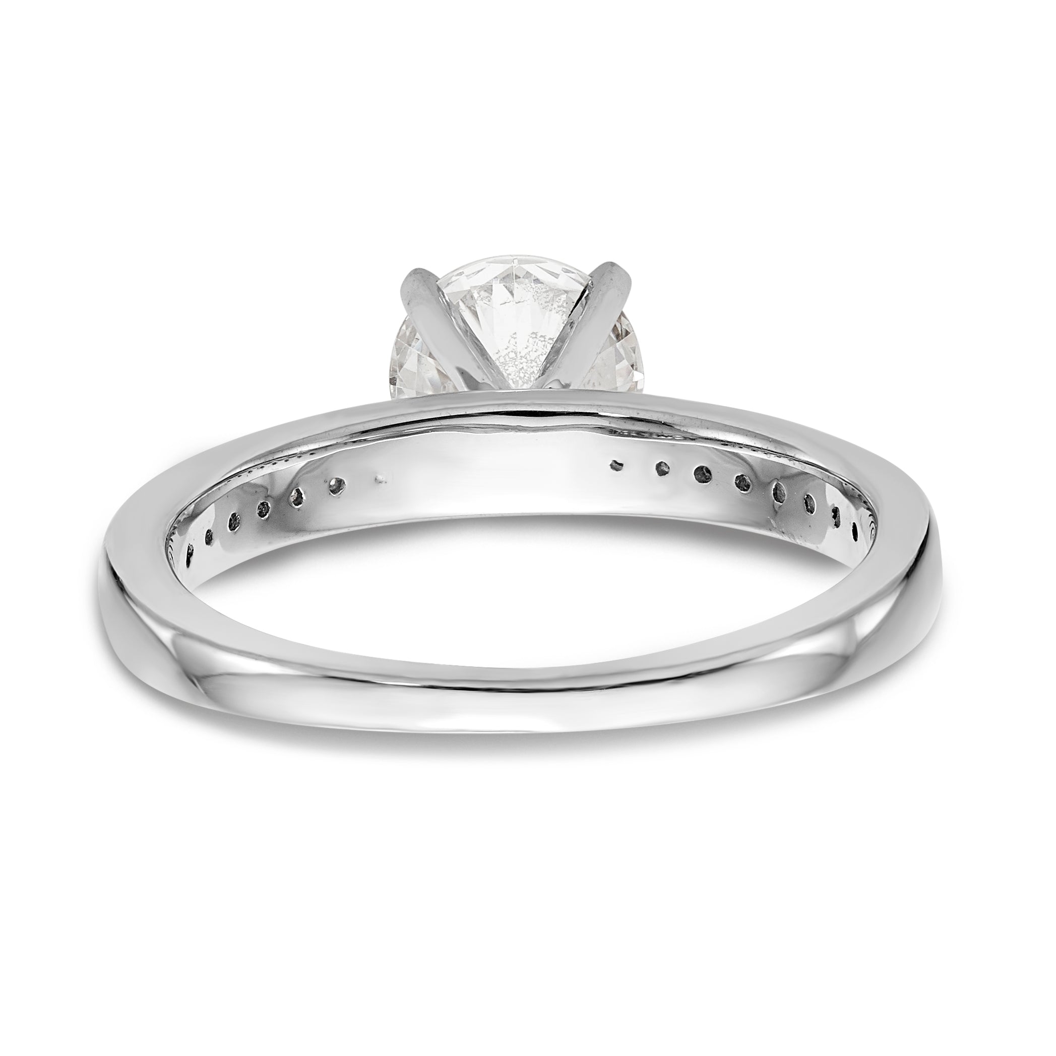 14K White Gold Diamond Peg Set CZ Engagement Ring