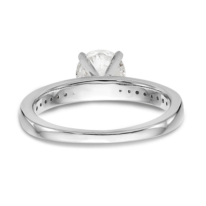 14K White Gold Diamond Peg Set CZ Engagement Ring