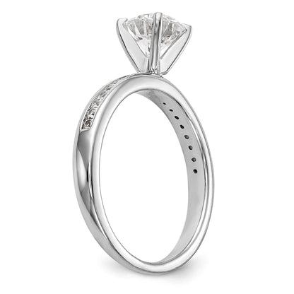 14K White Gold Diamond Peg Set CZ Engagement Ring