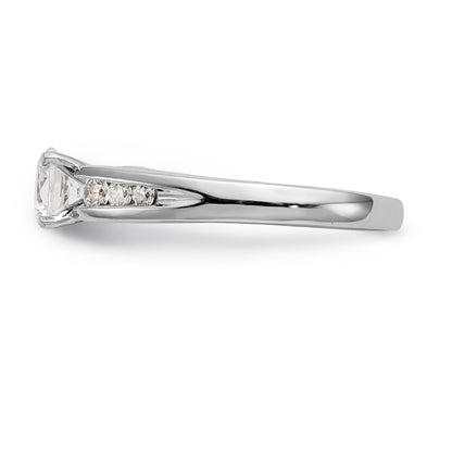14K White Gold Diamond Peg Set CZ Engagement Ring