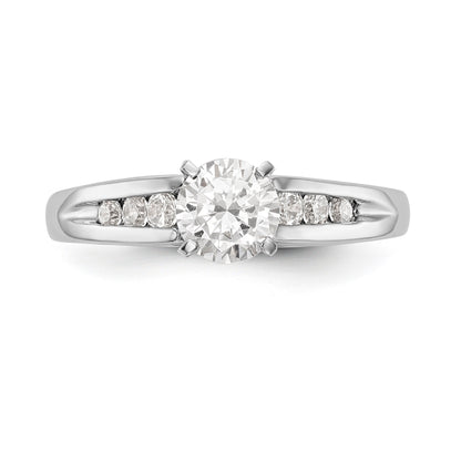 14K White Gold Diamond Peg Set CZ Engagement Ring