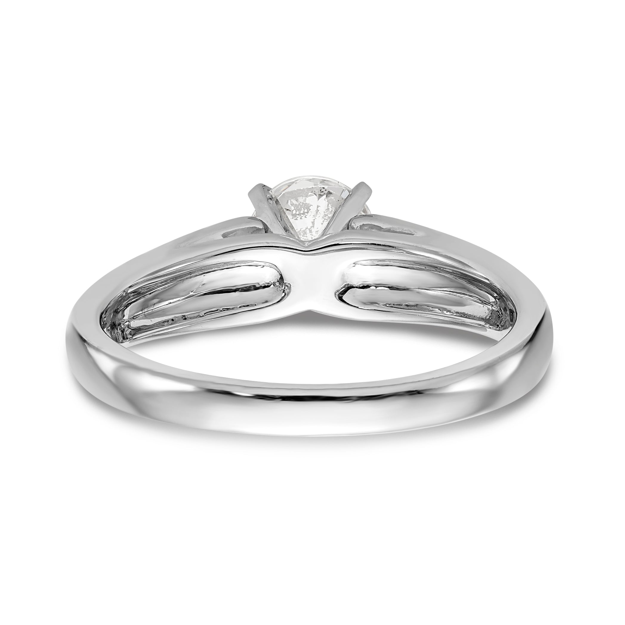 14K White Gold Diamond Peg Set CZ Engagement Ring