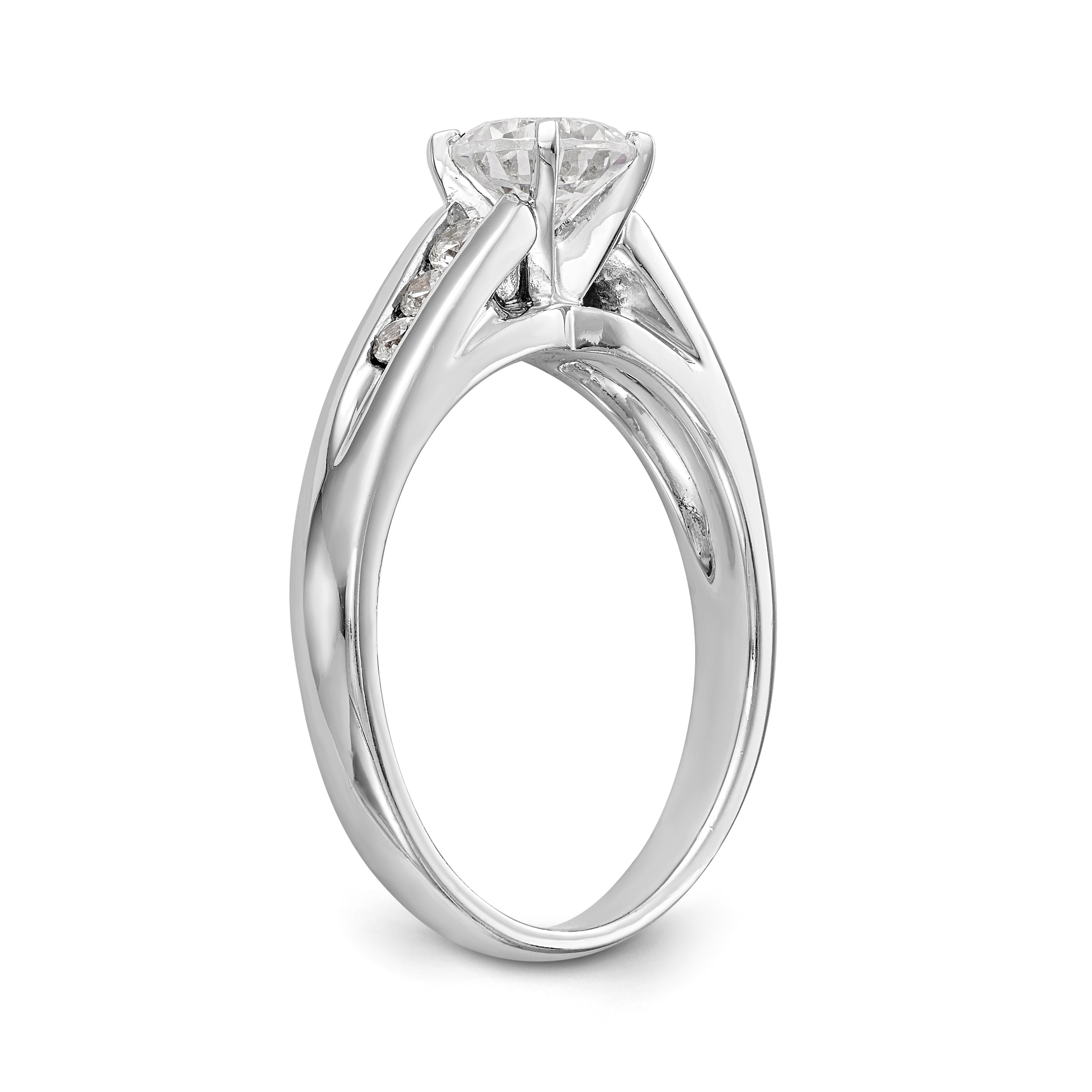 14K White Gold Diamond Peg Set CZ Engagement Ring
